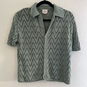 BDG Define Polo Short Sleeve Button Down Sweater Knit Small